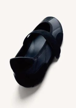 BAILARINAS DEPORTIVAS NEGRO PIEL Y NYLON