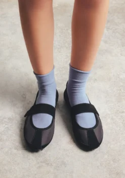 BAILARINAS DEPORTIVAS NEGRO PIEL Y NYLON
