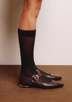 BAILARINAS MARRÓN PIEL HEBILLA
