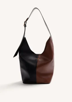 BOLSO MAXI BUCKET NEGRO Y MARRÓN