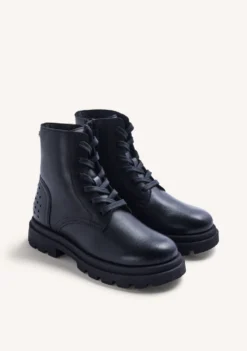 BOTAS NEGRO PIEL CON CREMALLERA