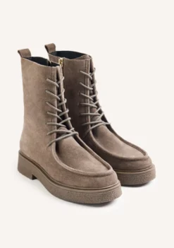 BOTAS TAUPE ESTILO MILITAR PIEL