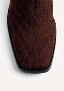 BOTINES MARRÓN PIEL TRENZADA