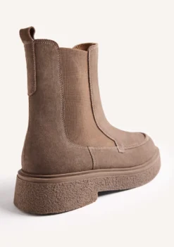 BOTINES TAUPE PIEL CON CREMALLERA