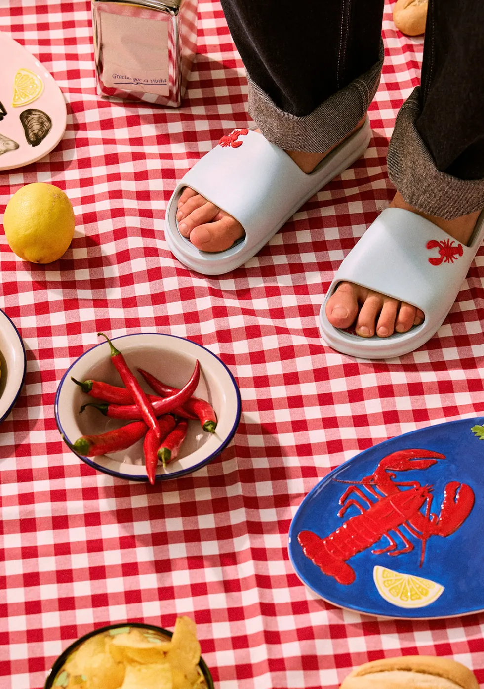 CHANCLAS TIPO PALA ESTAMPADO LANGOSTAS KONDOA