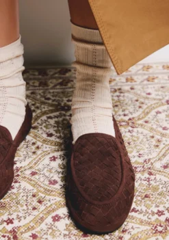 MOCASINES MARRÓN PIEL TRENZADA