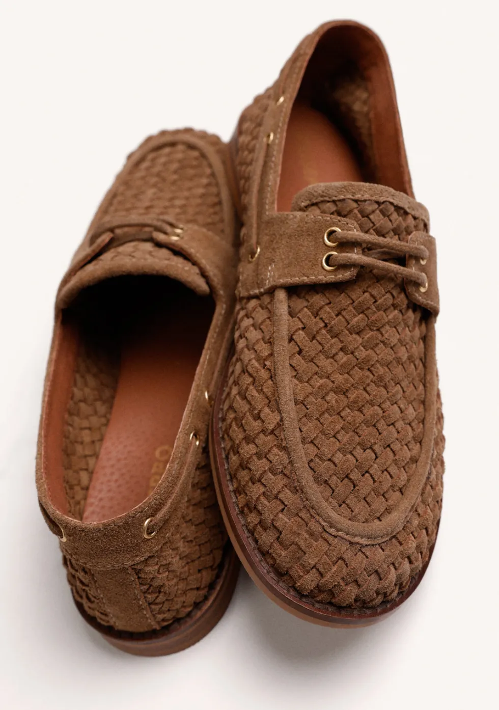 MOCASINES NÁUTICOS MARRÓN PIEL TRENZADA