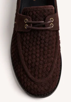 MOCASINES NÁUTICOS MARRÓN PIEL TRENZADA