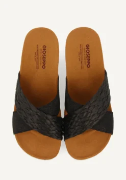 SANDALIAS CON CUÑA TIPO BIO Y TIRAS NEGRAS PARA MUJER GOULDS