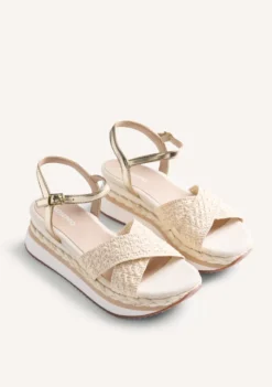 SANDALIAS CROCHET CUÑA RAFIA TREVELIN
