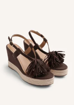 SANDALIAS CUÑA PIEL FLECOS KILOSA