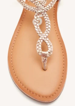 SANDALIAS DE TIRAS TRENZADAS DORADAS PARA MUJER MERIGNAS