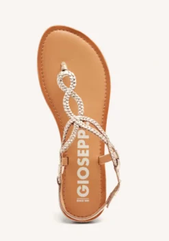 SANDALIAS DE TIRAS TRENZADAS DORADAS PARA MUJER MERIGNAS