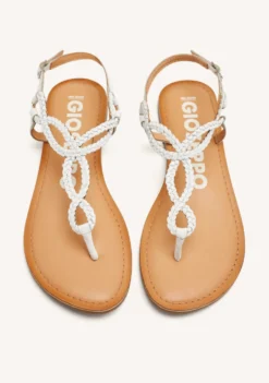 SANDALIAS DE TIRAS TRENZADAS BLANCAS PARA MUJER MERIGNAS
