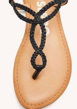 SANDALIAS DE TIRAS TRENZADAS NEGRAS PARA MUJER MERIGNAS