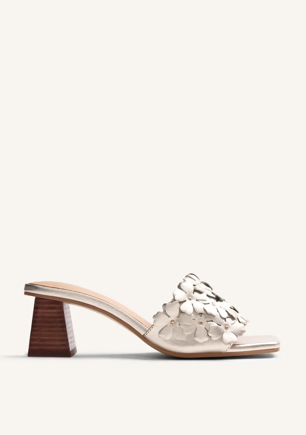 SANDALIAS MULES TACÓN PIEL FLORES TANGUB