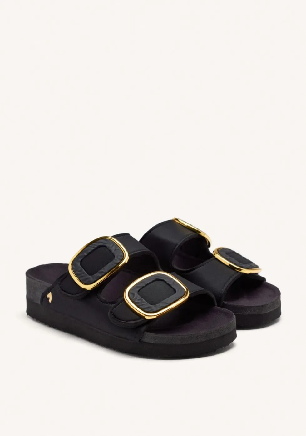SANDALIAS NEGRAS ESTILO BIO CON ADORNO JOYA PARA MUJER BUDAORS