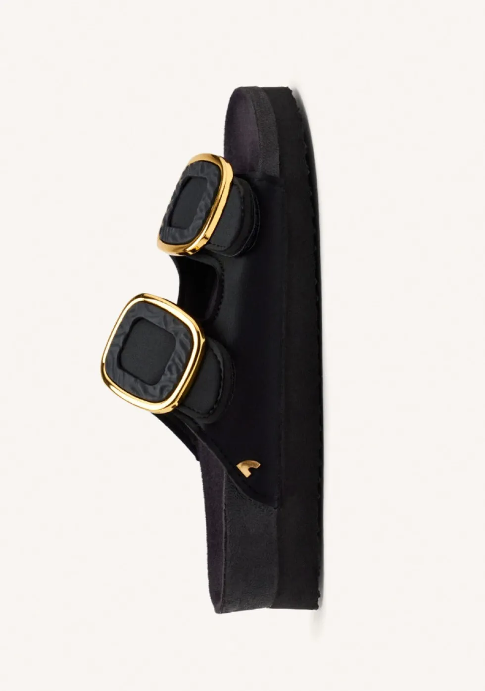 SANDALIAS NEGRAS ESTILO BIO CON ADORNO JOYA PARA MUJER BUDAORS