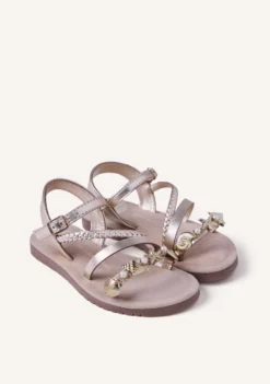 SANDALIAS PIEL BRILLO Y ABALORIOS ERDUT