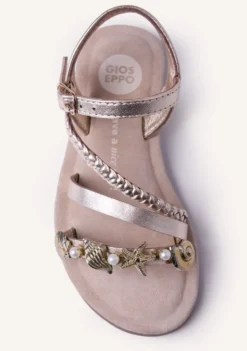 SANDALIAS PIEL BRILLO Y ABALORIOS ERDUT
