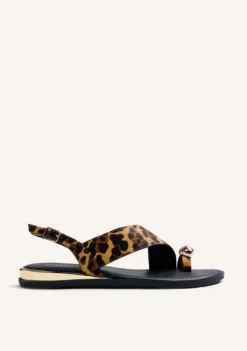 SANDALIAS PIEL ESTAMPADO ANIMAL ANILLO JOYA MAIRO