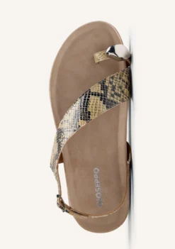 SANDALIAS PIEL ESTAMPADO ANIMAL Y JOYA TANAUAN