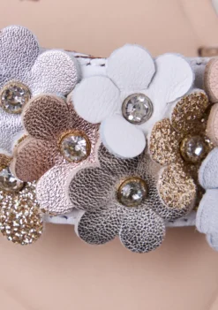 SANDALIAS PIEL FLORES GRADINA