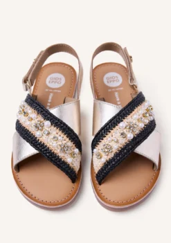 SANDALIAS PIEL, RAFIA Y ABALORIOS BARTO