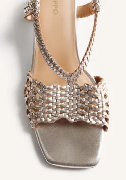 SANDALIAS TACÓN PIEL TRENZADA BRILLO BLISSFIELD
