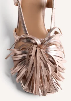 SANDALIAS TACÓN PIEL Y FLECOS LUKAC