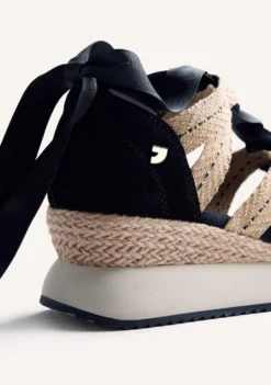 ZAPATILLAS ABIERTAS PIEL Y RAFIA CUÑA KIDIKA