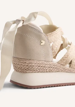 ZAPATILLAS ABIERTAS PIEL Y RAFIA CUÑA KIDIKA