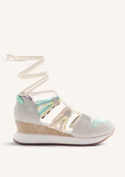 ZAPATILLAS ABIERTAS PIEL Y REJILLA CUÑA RONGAI