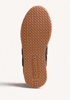 ZAPATILLAS AZUL PIEL Y SATÉN FLORES