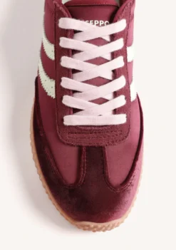 ZAPATILLAS BURDEOS PIEL Y SATÉN