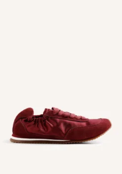 ZAPATILLAS BURDEOS PIEL Y SATÉN
