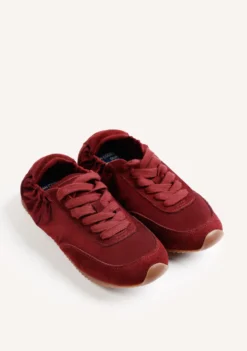 ZAPATILLAS BURDEOS PIEL Y SATÉN