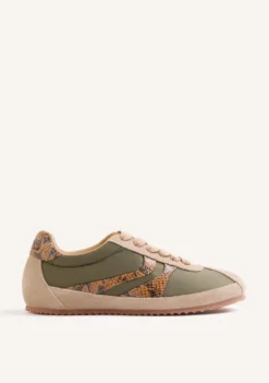 ZAPATILLAS CAQUI PIEL Y NYLON CUÑA