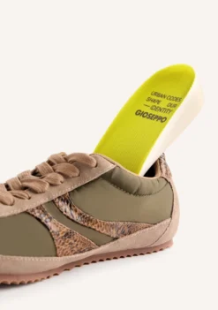 ZAPATILLAS CAQUI PIEL Y NYLON CUÑA