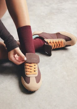 ZAPATILLAS MARRÓN PIEL Y NYLON