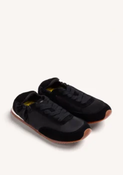 ZAPATILLAS NEGRO PIEL Y SATÉN