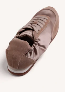 ZAPATILLAS TAUPE PIEL Y SATÉN