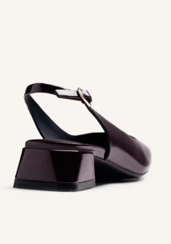 ZAPATOS TACÓN DESTALONADOS BURDEOS EFECTO CHAROL