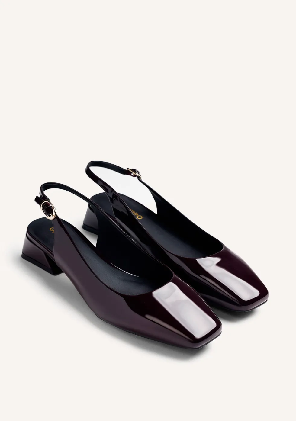 ZAPATOS TACÓN DESTALONADOS BURDEOS EFECTO CHAROL