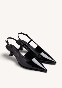 ZAPATOS TACÓN DESTALONADOS NEGRO EFECTO CHAROL