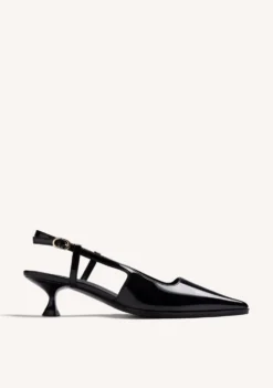 ZAPATOS TACÓN DESTALONADOS NEGRO EFECTO CHAROL