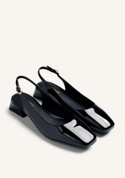 ZAPATOS TACÓN DESTALONADOS NEGRO EFECTO CHAROL