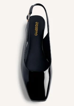 ZAPATOS TACÓN DESTALONADOS NEGRO EFECTO CHAROL