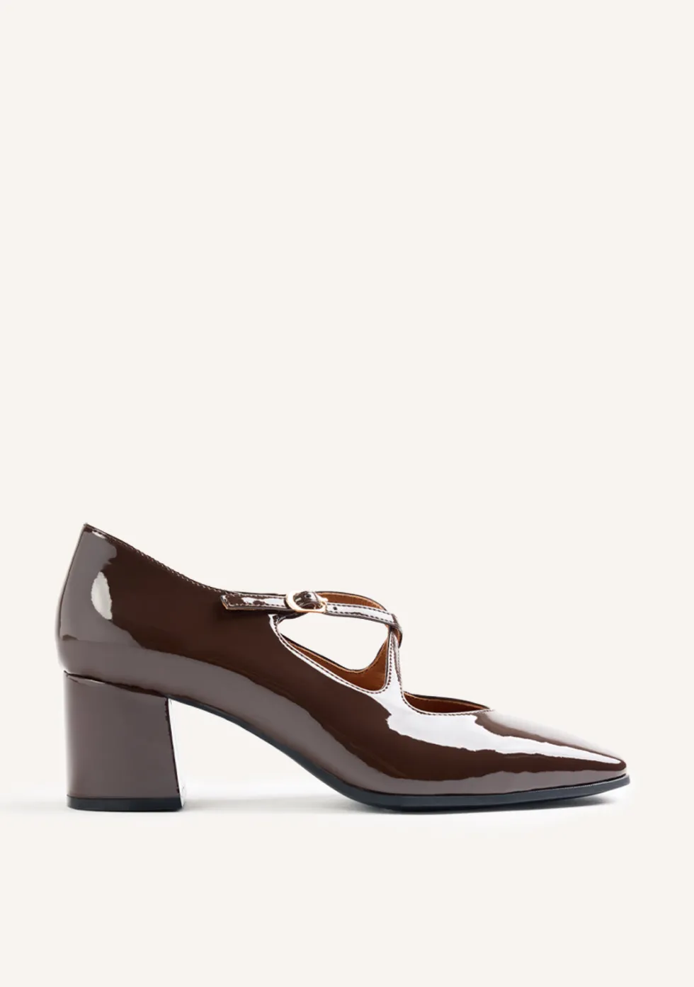 ZAPATOS TACÓN MARRÓN EFECTO CHAROL