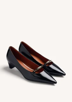 ZAPATOS TACÓN NEGRO EFECTO CHAROL